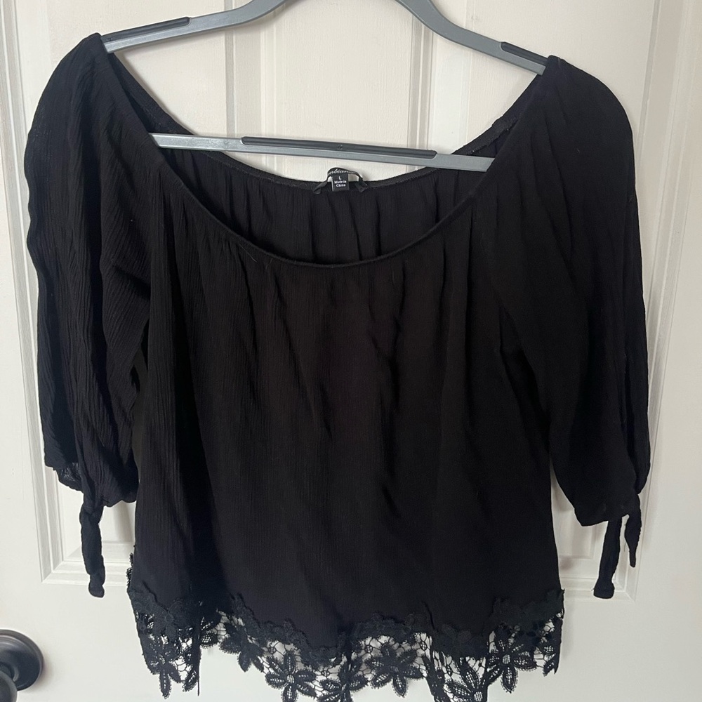 Black Blouse with Floral detail
